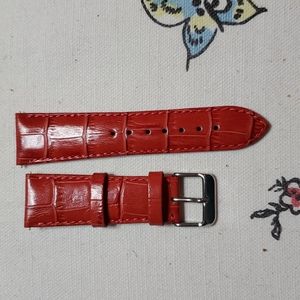 NWT 22mm Red Italian Leather Michele Watch Band